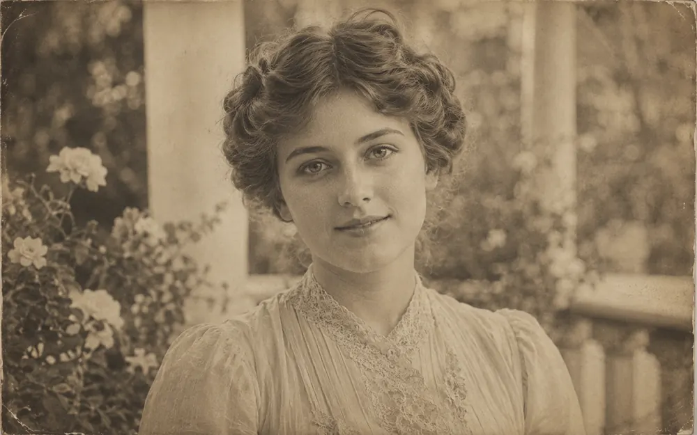 Faded vintage portrait before Vixora colorization